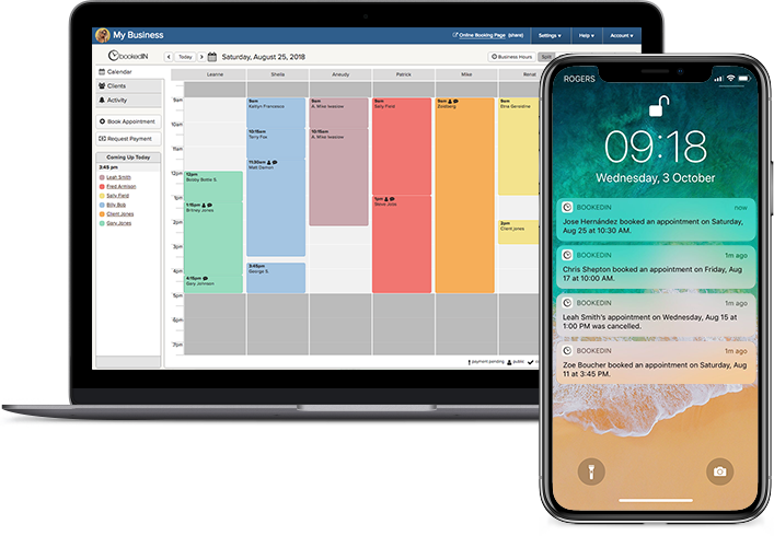 bookedIN appointment scheduler calendar and notifications