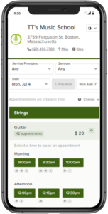 music lessons booking app