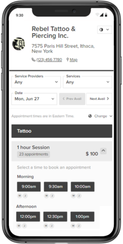 tattoo appointment scheduling app